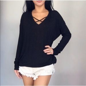 Black X Dolman Top